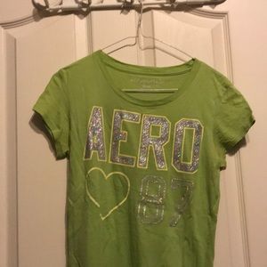 Women’s M Lime Green Glittery Aeropostale Tee